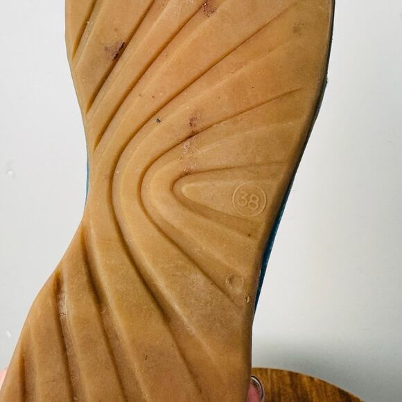 Elle Blue Leather Slip On Lace Up Shoes Women’s Size 8 - Picture 9 of 11